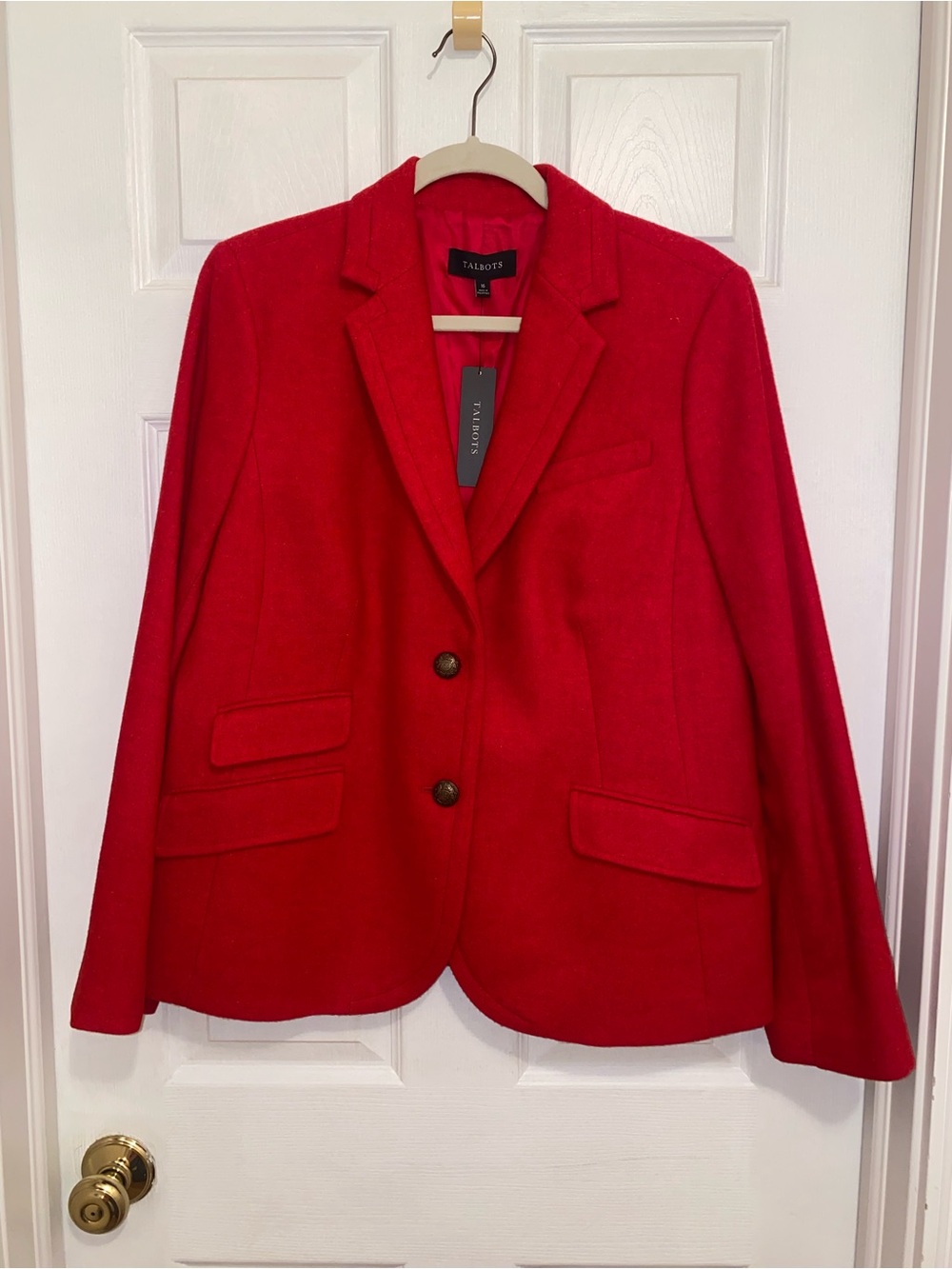 Talbots Vibrant Red Wool Single-Breasted Blazer